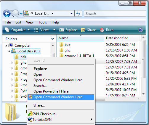 Windows Vista Elevated Command Prompt