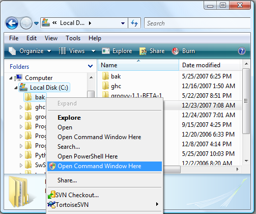 Open Command Prompt Here Vista